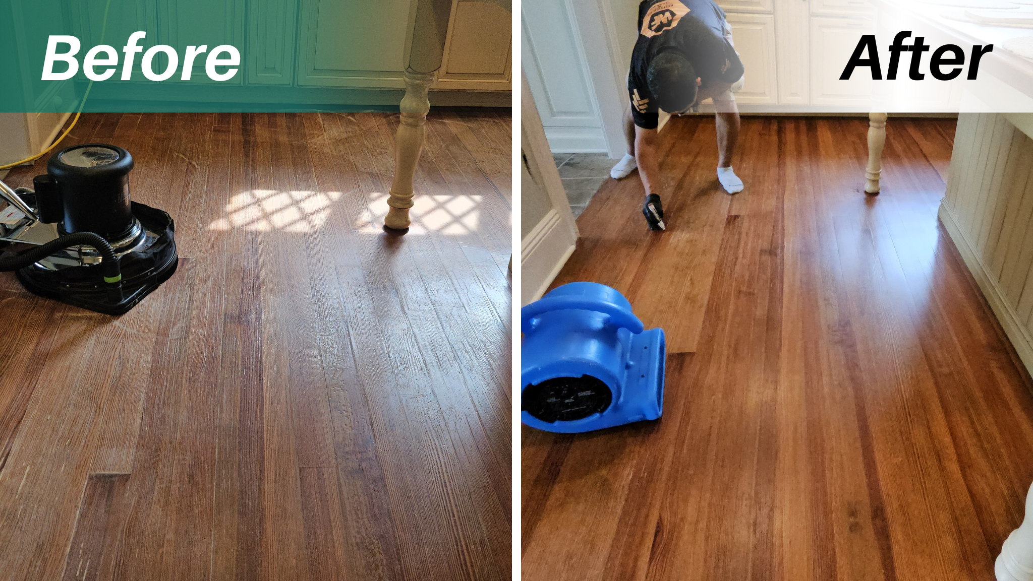 Before & After Wood Floors Cleaning Results in Watchung NJ