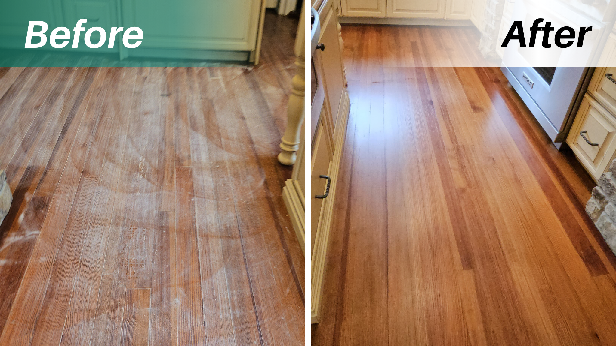 Before & After Wood Floors Cleaning with a Professional Finish